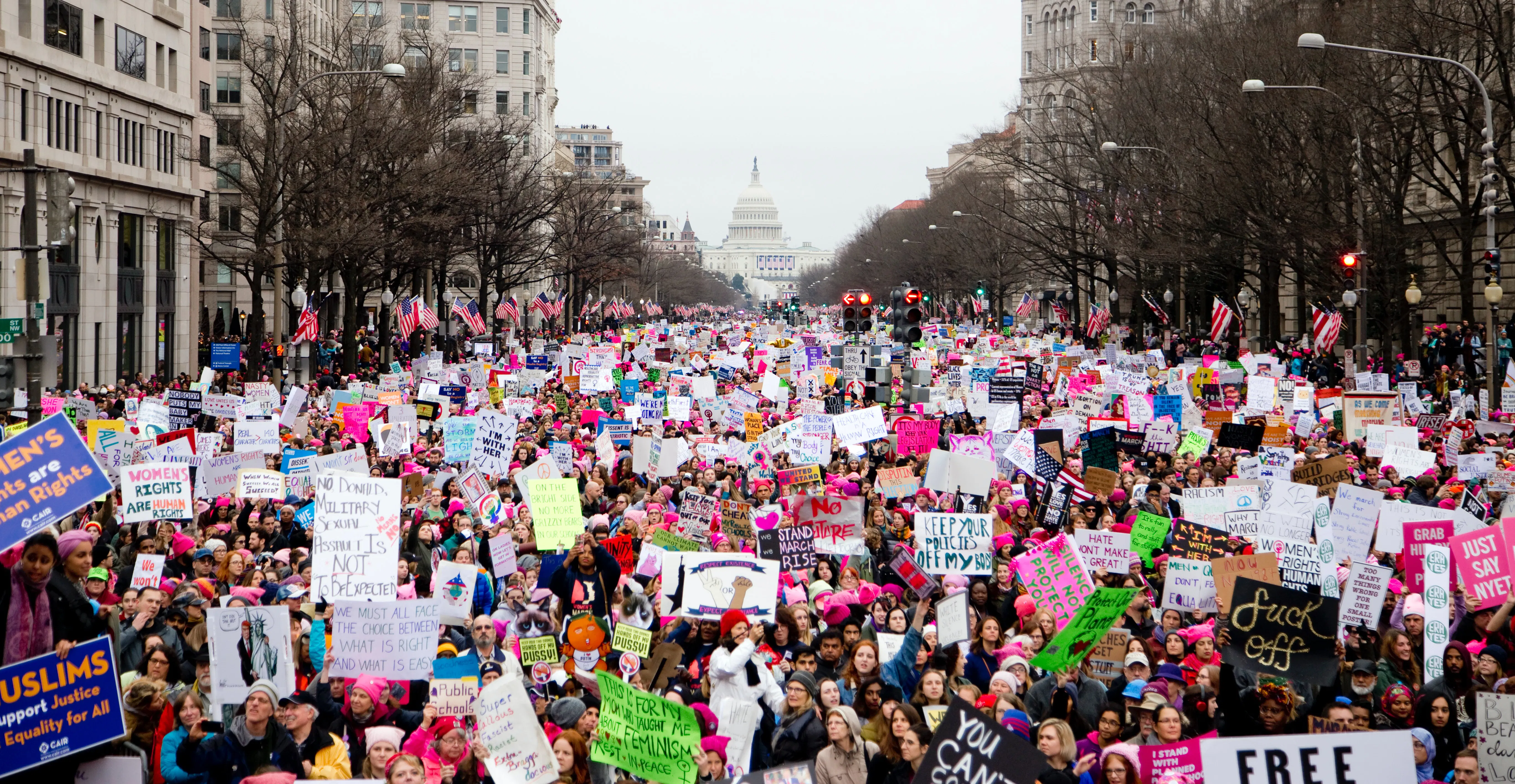 Women’s March 2017 - Pennsylvania Ave in Washington DC. Photo: Vlad Tchompalov via Unsplash
