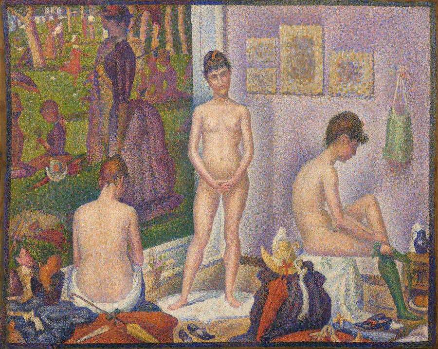 Georges Seurat (1859-1891), Les Poseuses, Ensemble (Petite version), 1888, huile sur toile, 39,3 x 50 cm. Image © Christie's