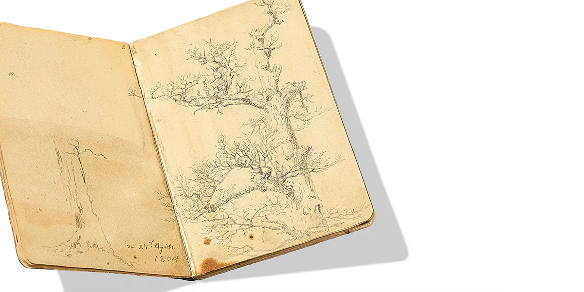 Das "Karlsruher Skizzenbuch", das Caspar David Friedrich vom 25. April 1804 bis zum 1. Juni 1804 auf seinen Wanderungen begleitete. Foto © Grisebach (Detail)