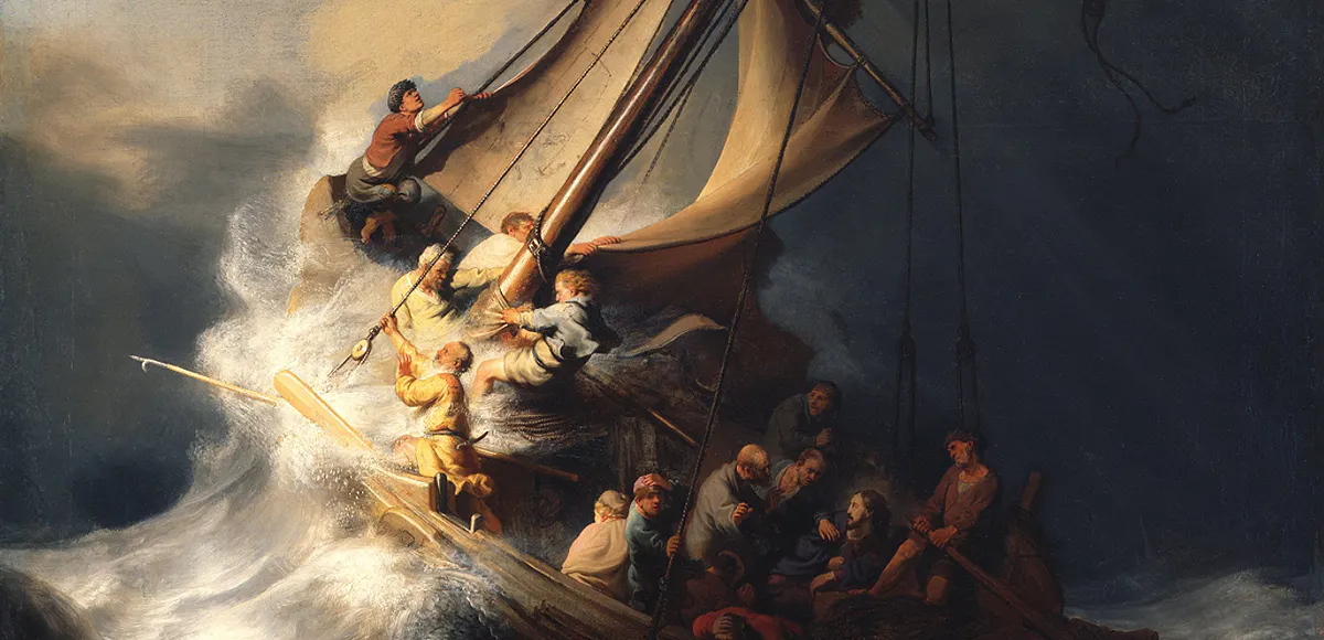 Rembrandt van Rijn, Le Christ dans la tempête sur la mer de Galilée (détail), 1633, huile sur toile, image © Google Arts & Culture