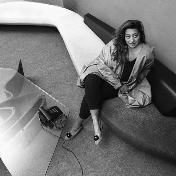 Iraqi-British architect Zaha Hadid in her London office around 1985. Photo: Christopher Pillitz / Getty Images