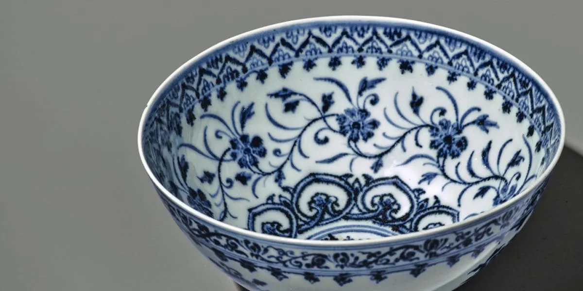 Exceptional blue and white porcelain lotus bowl from the Ming Dynasty, Yongle period. Photo © Sotheby's