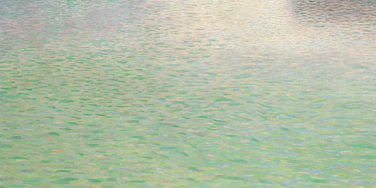 Gustav Klimt (1862-1918), Island in the Attersee, 1901/02, signed, oil/canvas, 100.5 x 100.5 cm. Image © Sotheby's (detail)