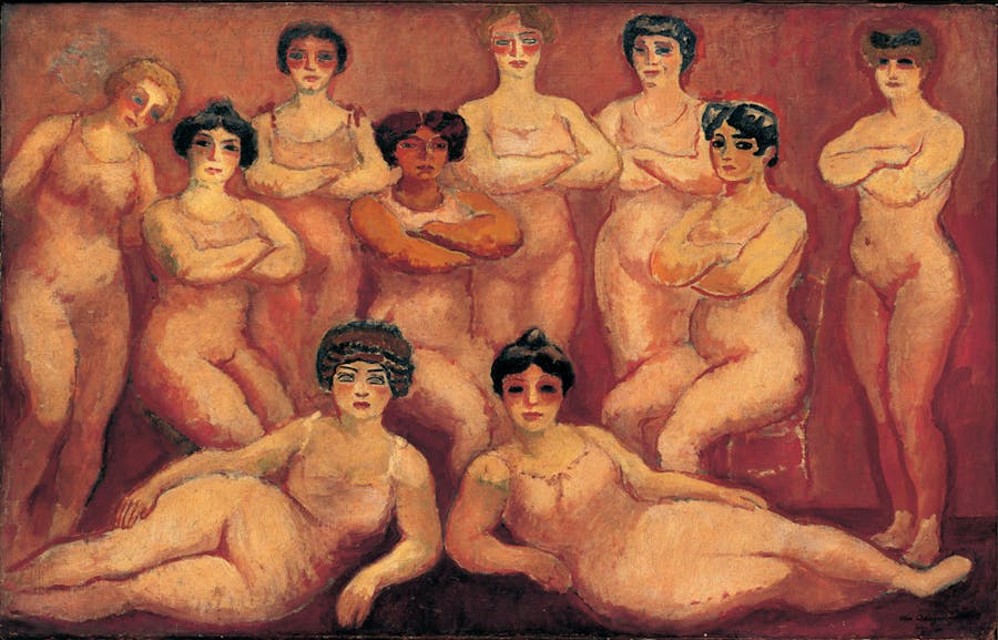 Kees van Dongen, 1907-08, Les lutteuses (Lutteuses du Tabarin), oil on canvas, 105.5 x 164 cm, New National Museum of Monaco. Public domain image