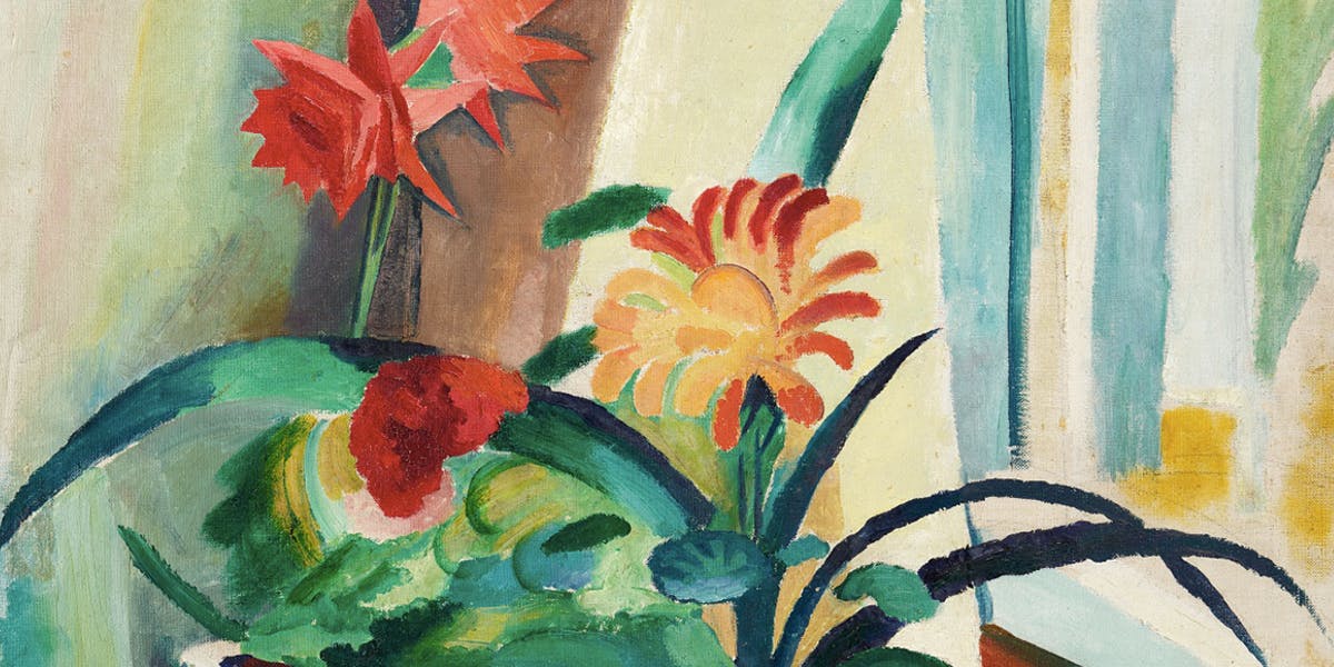 August Macke, Portafiori con cactus, olio su tela, firmato e datato, 1912. Foto © Lempertz (dettaglio)