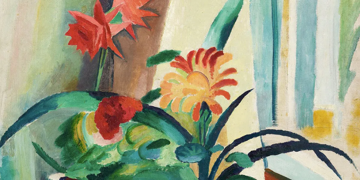 August Macke, 'Window box with Cactus', olja på duk, 1912. Foto: © Lempertz (detalj)