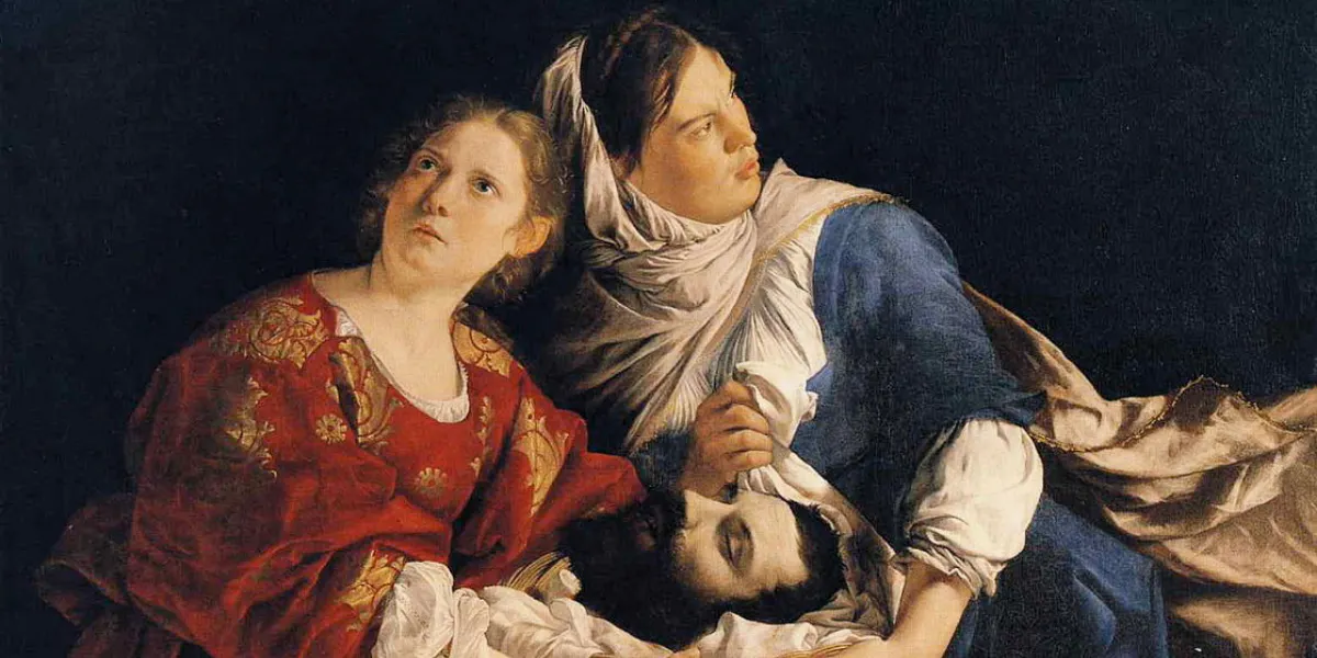 Orazio Gentileschi, ‘Judith and Her Maidservant with the Head of Holofernes’, c. 1624, oil on canvas, 134,6 x 157,4 cm, Wadsworth Atheneum Museum of Art (detail). Photo public domain.