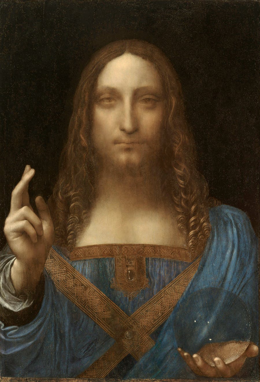 Leonardo da Vinci, ‘Salvator Mundi’, c. 1500, oil on panel. Photo: Wiki Commons