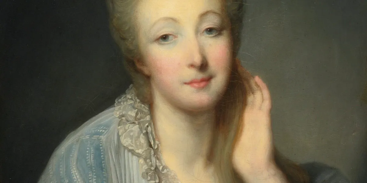 Jean-Baptiste Greuze (1725-1805), 'Madame du Barry', c. 1770, oil on canvas, 60 x 47,5 cm (detail). Photo public domain