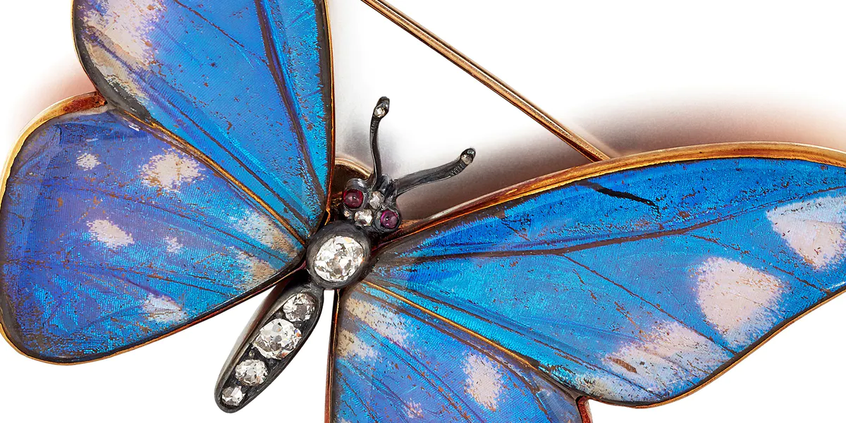 SUPERBE BROCHE PAPILLON ancienne Tchécoslovaque en laiton et strass multicolore EUR 7,00 - FR