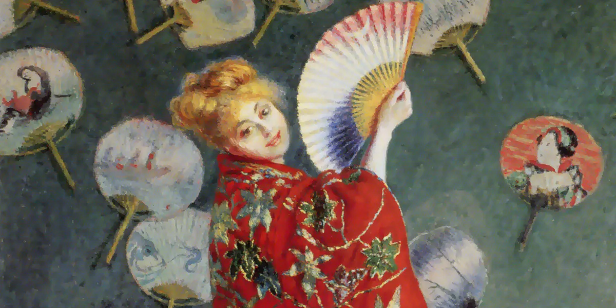 Clause Monet, La Japonaise, Madame Monet en costume japonais (détail), 1875, huile sur toile, image CCØ