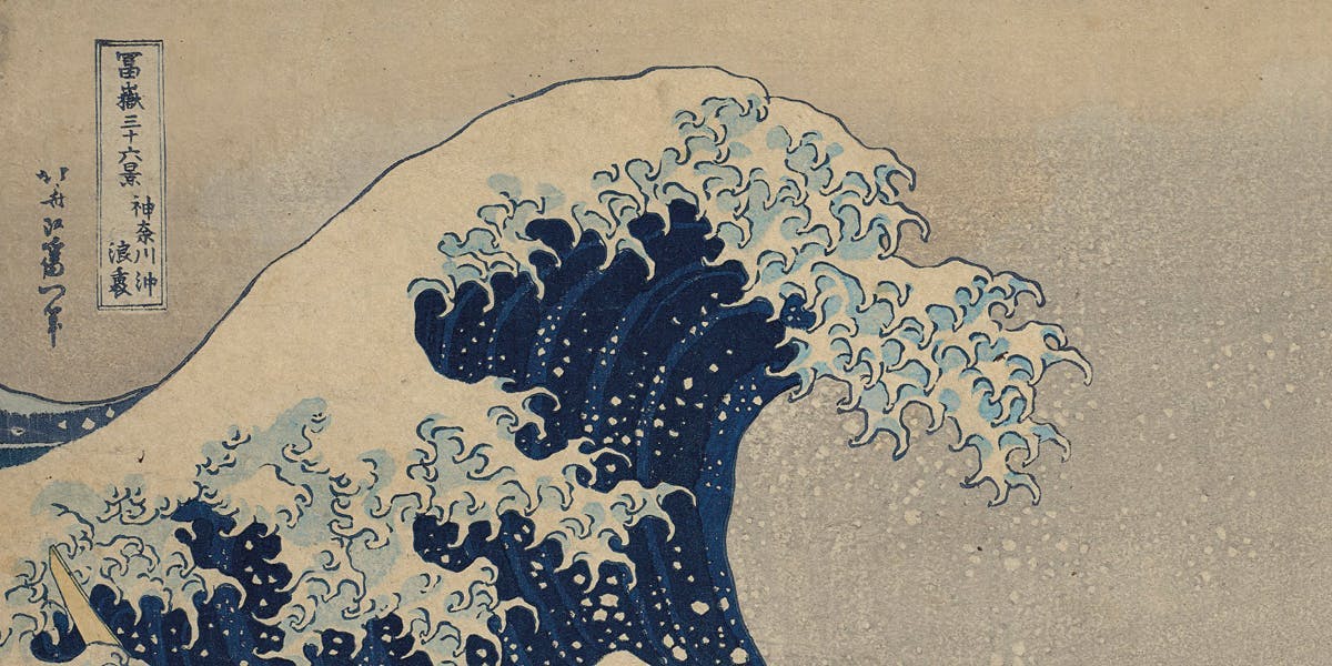 Katsushika Hokusai, The Great Wave off Kanagawa, from the Thirty-six Views of Mount Fuji series, late 1831, woodblock print (detail). Photo © Christie's