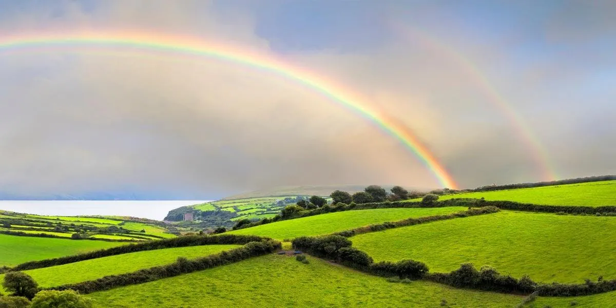 Double rainbow landscape in Dingle Peninsula, Ireland. Image © mikroman6 via Getty Images