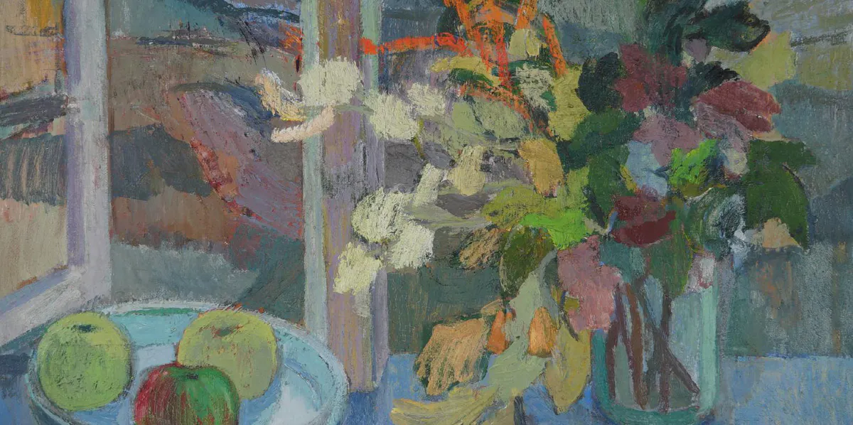 Tove Jansson (1914-2001), ‘Höstlig bukett, Bredskär -48’, målning, signerad -48, 59 x 67 cm, yttermått 77 x 87 cm (detalj). Foto © Helander Auktioner