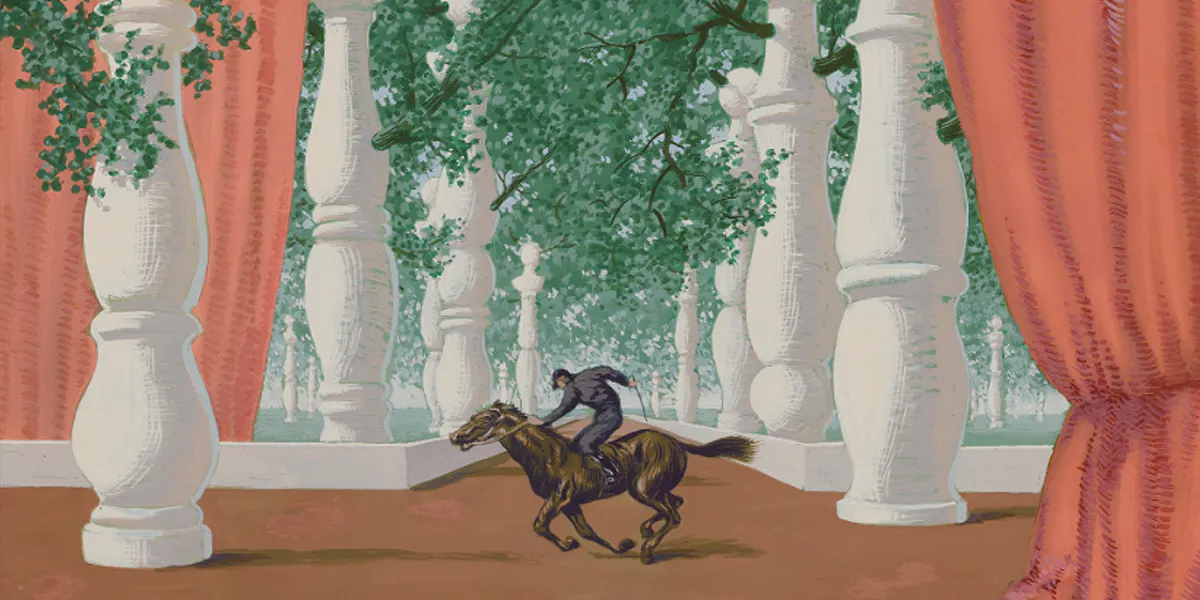 René Magritte, Le jockey perdu, 1947-1948, gouache sur papier. Photo © Sotheby's (détail)