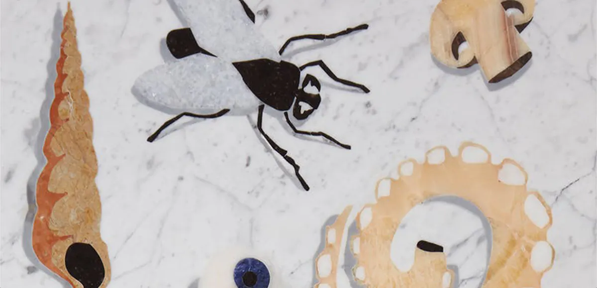 Nicholas Party, "Marble Leftovers", 2017, Marmor mit Intarsien, 163 x 61 x 3 cm. Foto © CFHILL (Detail)