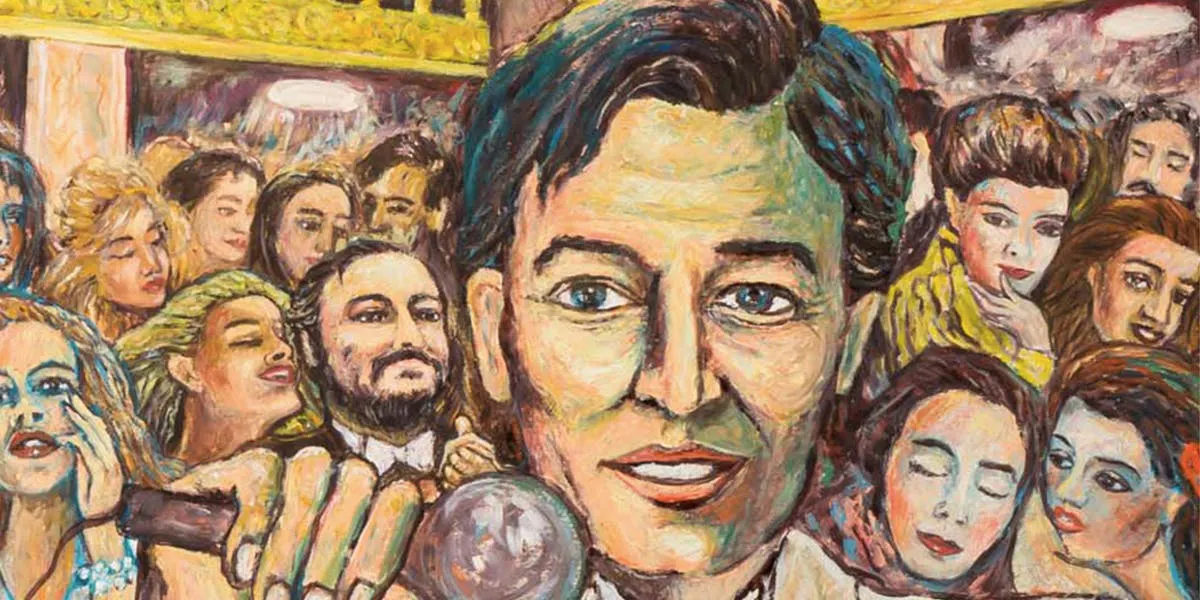 Karel Gott (1939-2019), Der begeisterte Pavarotti (Pavarotti l'enthousiaste), 1988, huile sur toile, image © Eppli (détail)
