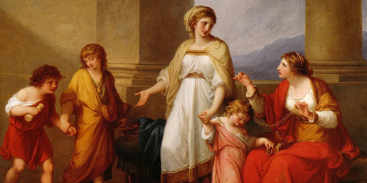 ANGELIKA KAUFFMANN. Cornelia, Mother of the Gracchi (c. 1785). Imagen vía: © Richmond, Virginia Museum of Fine Arts. Wikimedia Commons