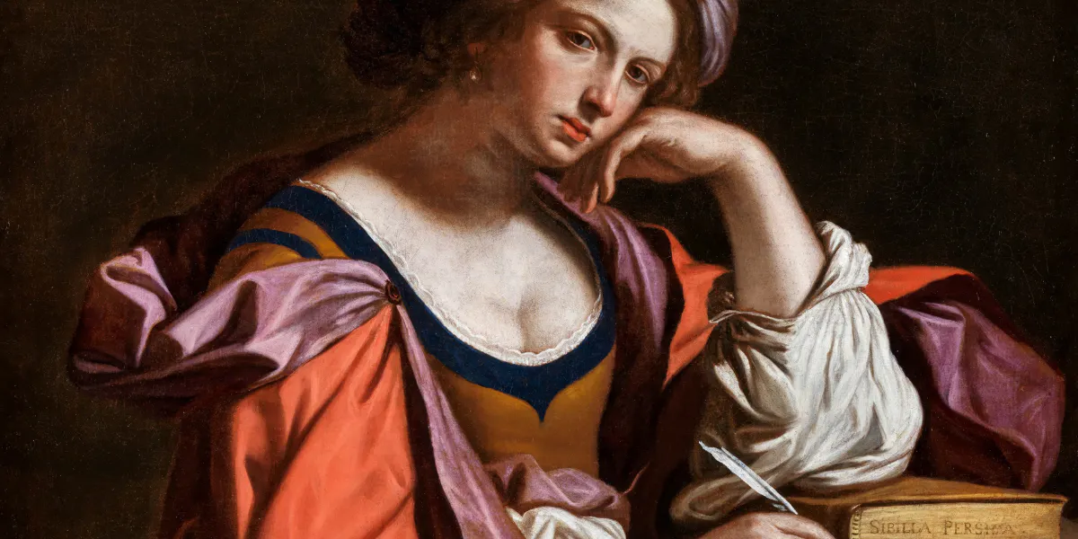 Guercino, eigentlich „Giovanni Francesco Barbieri“ (1591 Cento – 1666 Bologna), Entwurfsversion der Sibilla Persica für das Gemälde in den Kapitolinischen Museen, Öl/Lwd., 119 x 97 cm, gerahmt. Foto © Hampel (Detail)