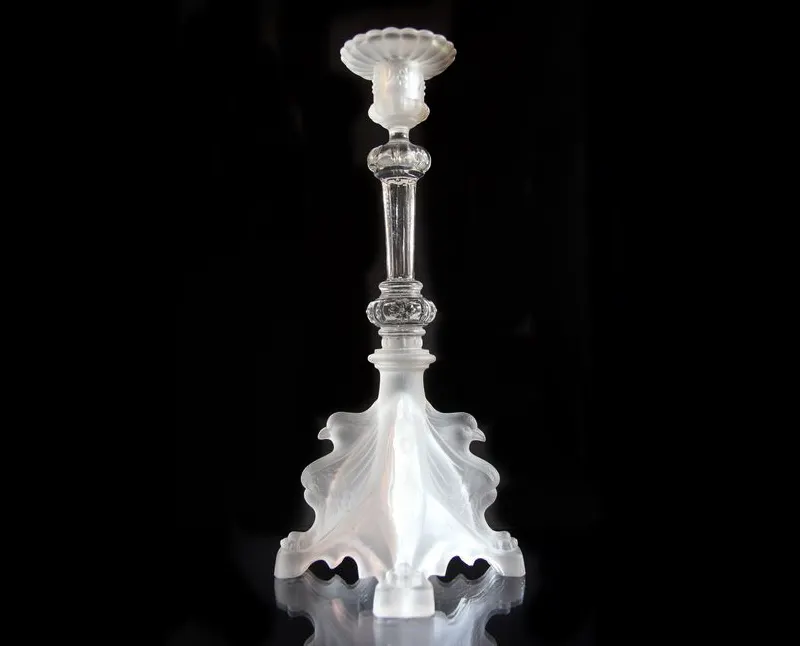 VAL SAINT LAMBERT. Candelabros de cristal. Modelo Griffon