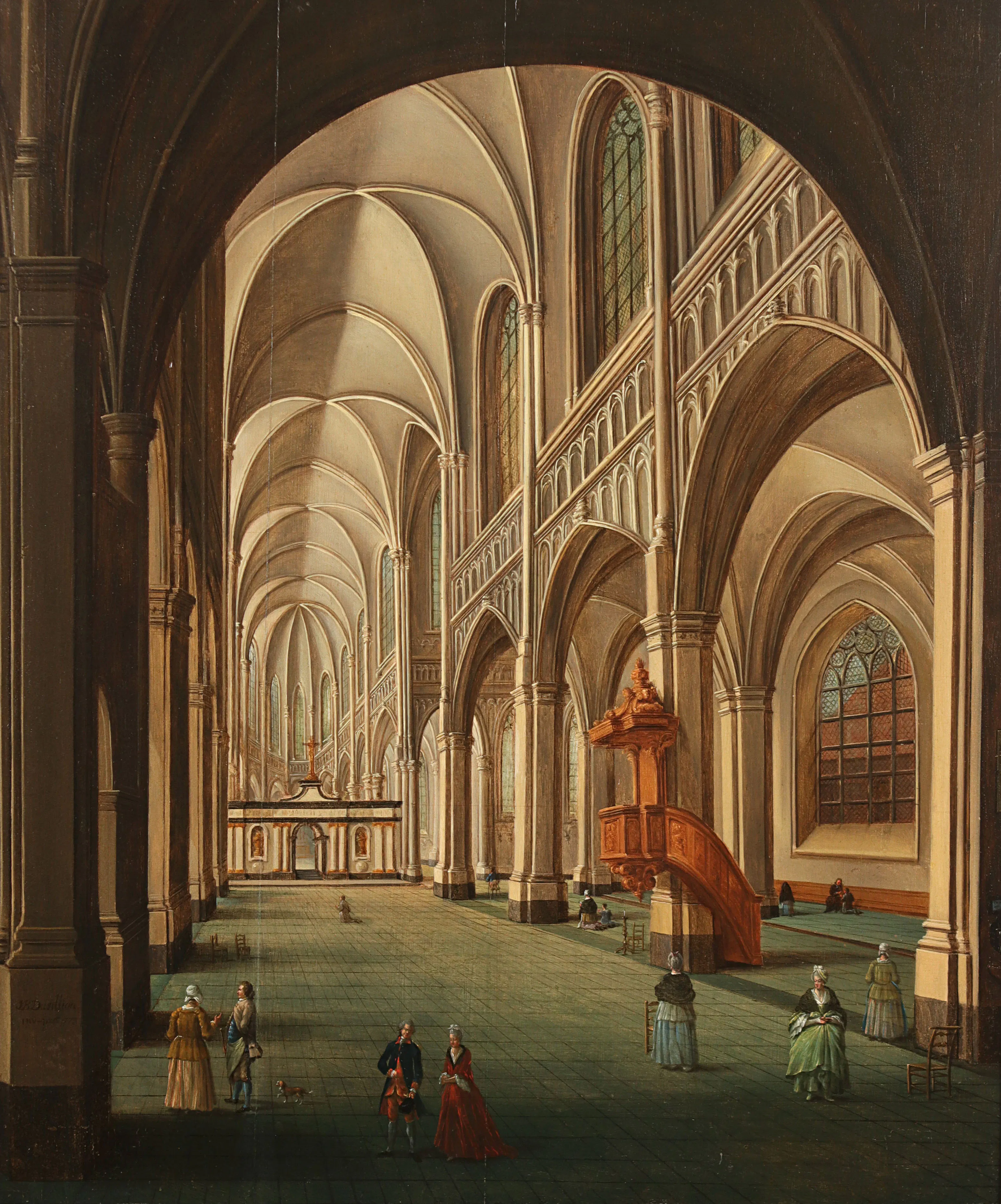 Jean-Baptiste Dussillon, ‘Church Interior’, oil on panel. Photo: Hessink’s