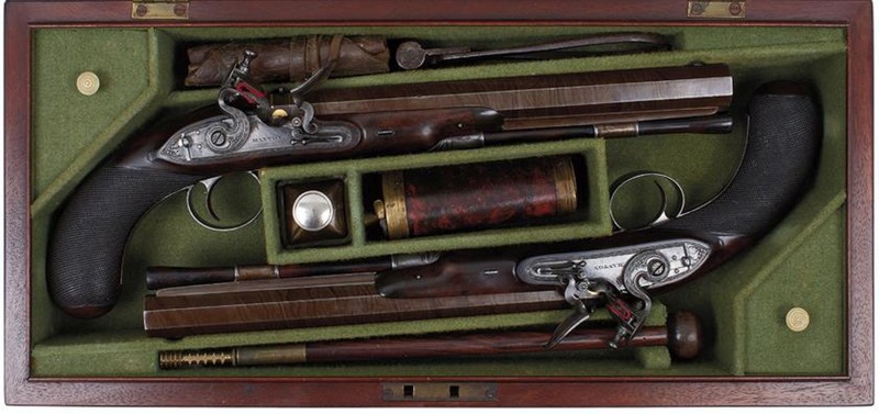 A pair of flintlock duelling pistols made by John Manton. Photo: Antony Cribb Ltd.