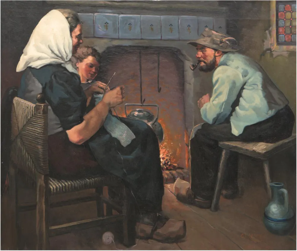 CARL LUDWIG JESSEN (1833 Deezbüll 1917) - Plauderstunde vor Kamin, Öl/Lwd., signiert und datiert, 1900