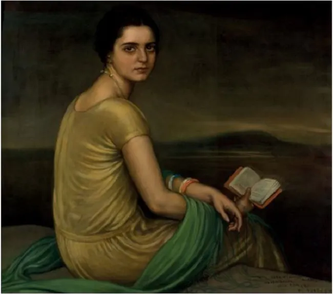 Lote 115: Julio Romero de Torres. Retrato Srta. de Alfonso. Óleo y temple sobre lienzo. 80,5 x 90 cm. Precio salida: 150.000 €.