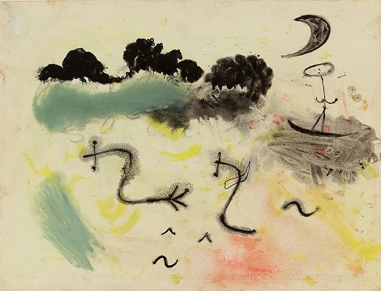JOAN MIRÓ (1893 Barcelona - 1983 Palma de Mallorca) - Souvenir du Parc Montsouris, Gouache u. Tusche/Zeichenpapier, betitelt und signiert, 1937