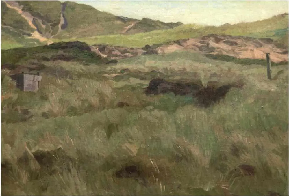 FRITZ OVERBECK (1869 Bremen-1909 Bröcken/b. Vegesack) - Dünenlandschaft, Öl/Lwd., bezeichnet