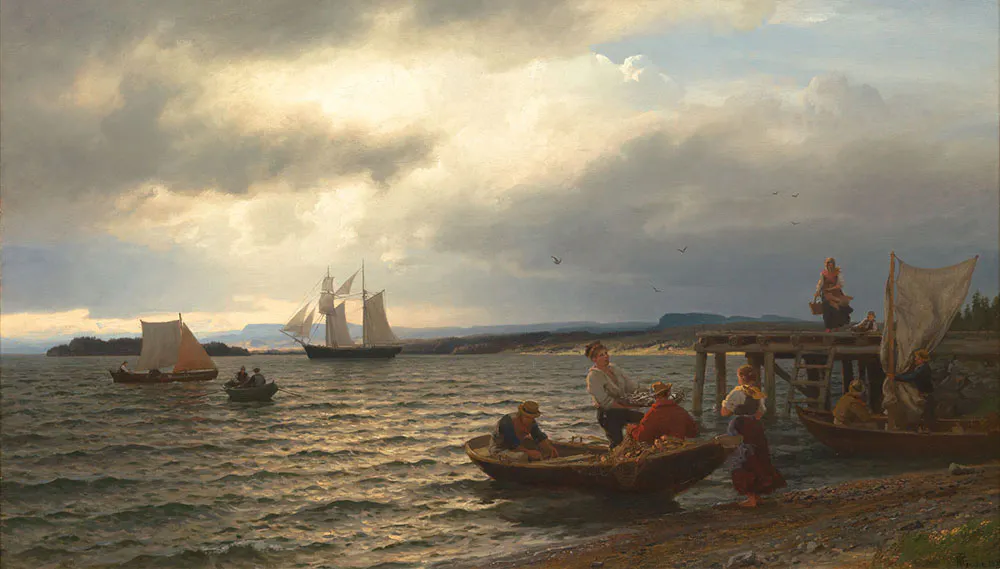 Hans F. Gude, Ved Christianiafjorden, år1874, såld för 850 000 norska kronor. Foto: Blomqvist.