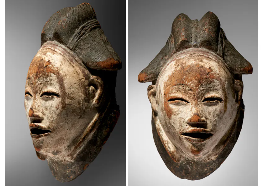 Maske der Punu Gabun Holz, H: 29 cm Fotos: Courtesy of Native Auctions