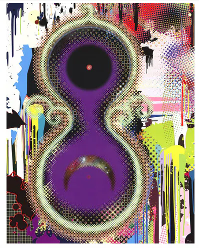 Takashi Murakami (japonés, n. 1962), "Genoma No. 10" de 2009, litografía ófset, firmada y numerada