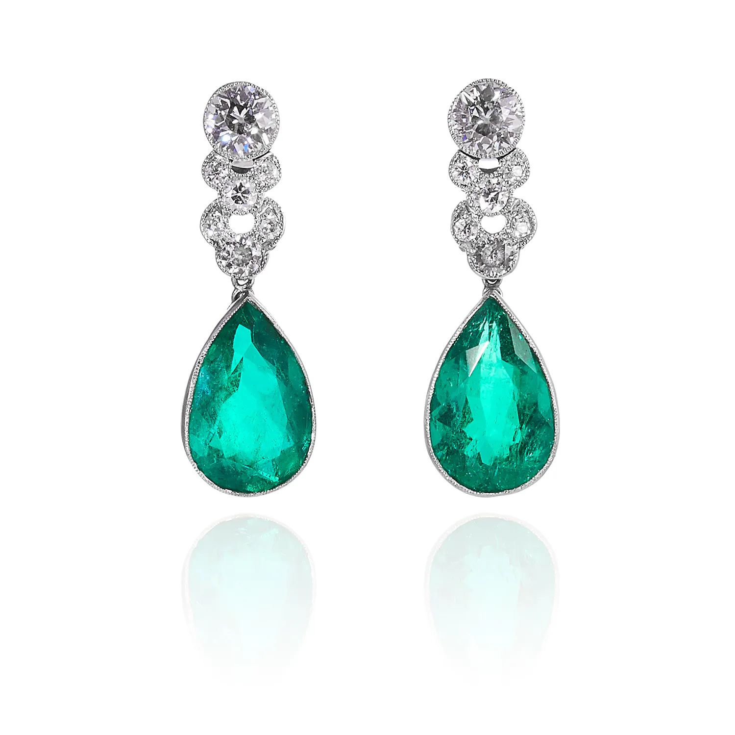 Pair of Colombian Emerald and Diamond Earrings. Photo: Elmwood’s