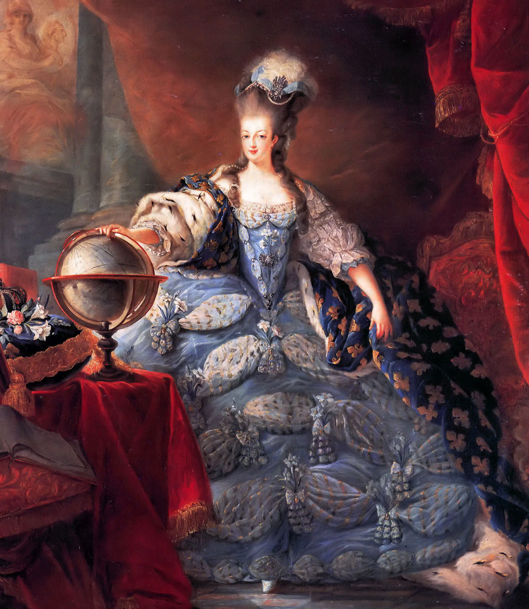 Die junge Königin Marie Antoinette liebte prachtvolle Kleider und wertvollen Schmuck. Portrait von Jean-Baptiste Gautier-Dagoty (1775)