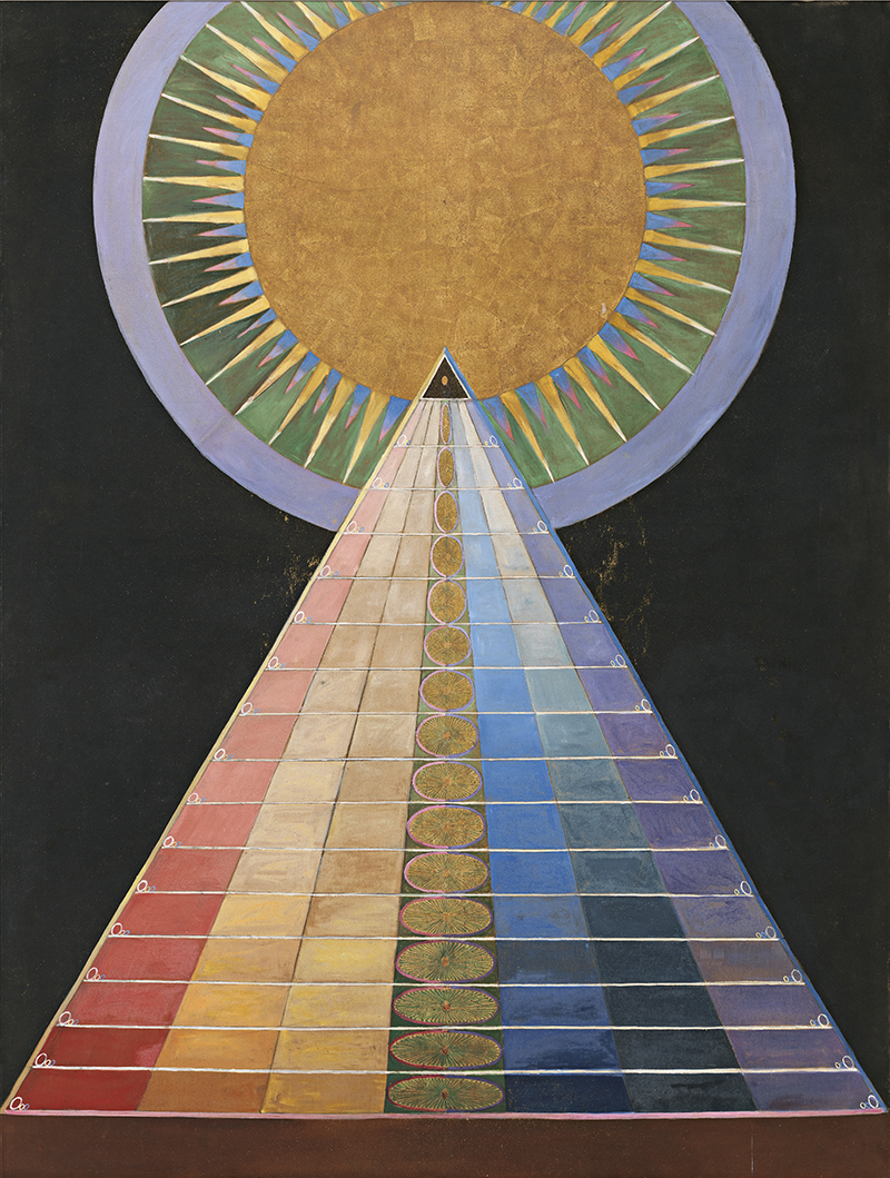 HaK187, Grupp 10, Altarbild nr. 1, 1907. 185x152cm, olja och bladmetall på duk. © Stiftelsen Hilma af Klints Verk, Foto: Moderna Museet, Stockholm