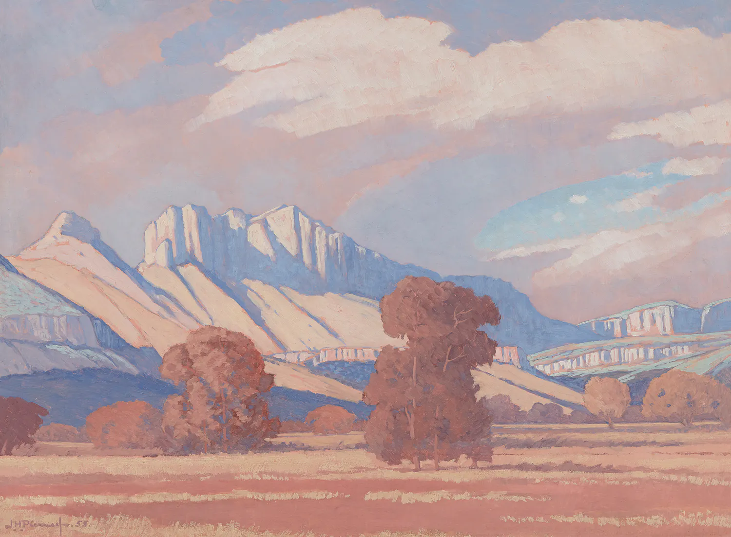 JACOBUS HENDRIK PIERNEEF (1886-1957) - Landscape near Golden Gate, Öl/Holz, signiert und datiert, 1955