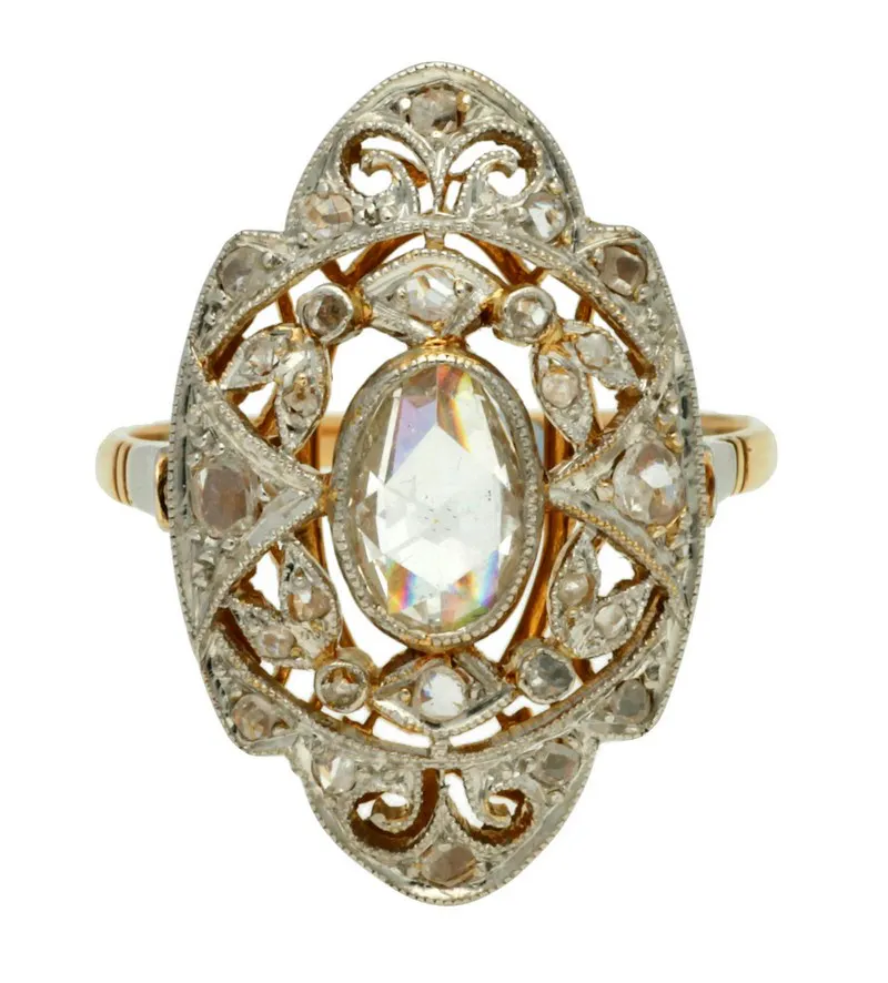 Sortija Belle Époque de diamantes (hacia 1910)