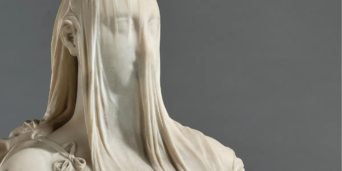 Antonio Corradini (Venedig 1688–1752 Neapel) zugeschrieben, Donna velata, Italien um 1717–1725, weißer Marmor, Höhe 60 cm, auf Marmorsockel gestellt, Gesamthöhe 75 cm, Weltrekordpreis € 1.925.000. Foto © Dorotheum (Detail)