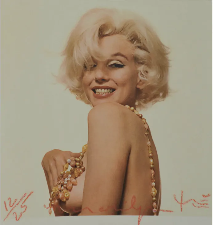 Bert Stern « Marilyn Monroe, that famous smile » Photo, tirage pigmentaire, signée sur la face et au dos, tamponnée au dos.  Numérotée 12 sur 25