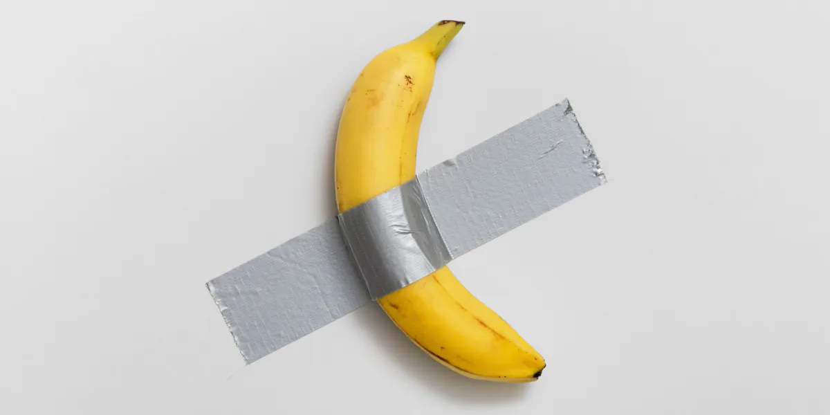 Maurizio Cattelan (b. 1960), Comedian, executed in 2019, banana and duct tape. Photo © Sotheby's (detail)