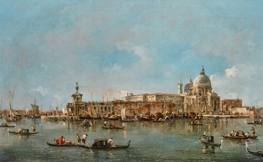 Francesco Guardi, Venice, A View of the Churches of San Giorgio Maggiore and Santa Maria della Salute, oil on canvas, estimated at $10-15 million together with Venice, A View of the Punta della Dogana and the Church of Santa Maria della Salute. Photo © Sotheby's