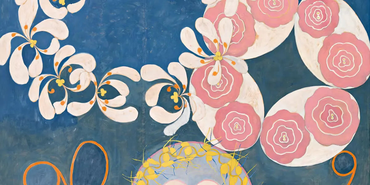 Hilma af Klint (1862-1944), The Ten Largest, Group IV No. 1, Childhood, 1907, huile, détrempe et papier. Photo dans le domaine public via Wikimedia Commons (détail)