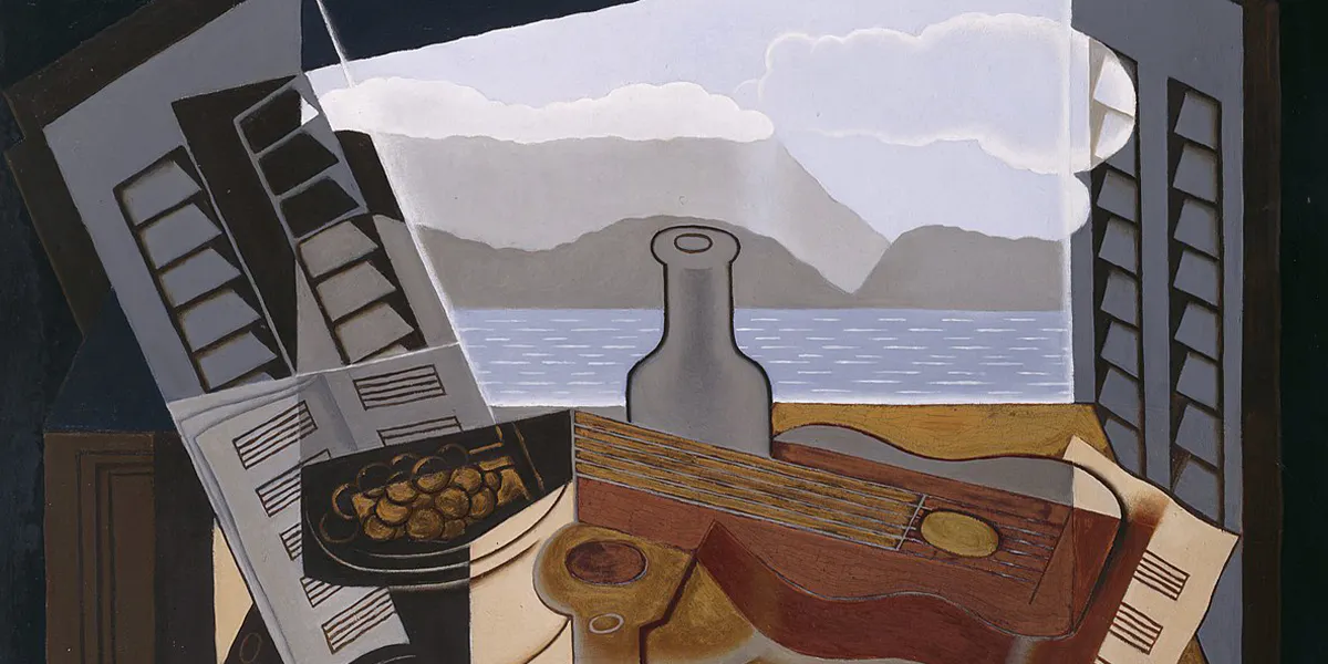 Juan Gris, La fenêtre ouverte, 1921, Öl/Lwd., 66 x 100 cm, Museo Nacional Centro de Arte Reina Sofía, Madrid. Foto gemeinfrei (Detail)
