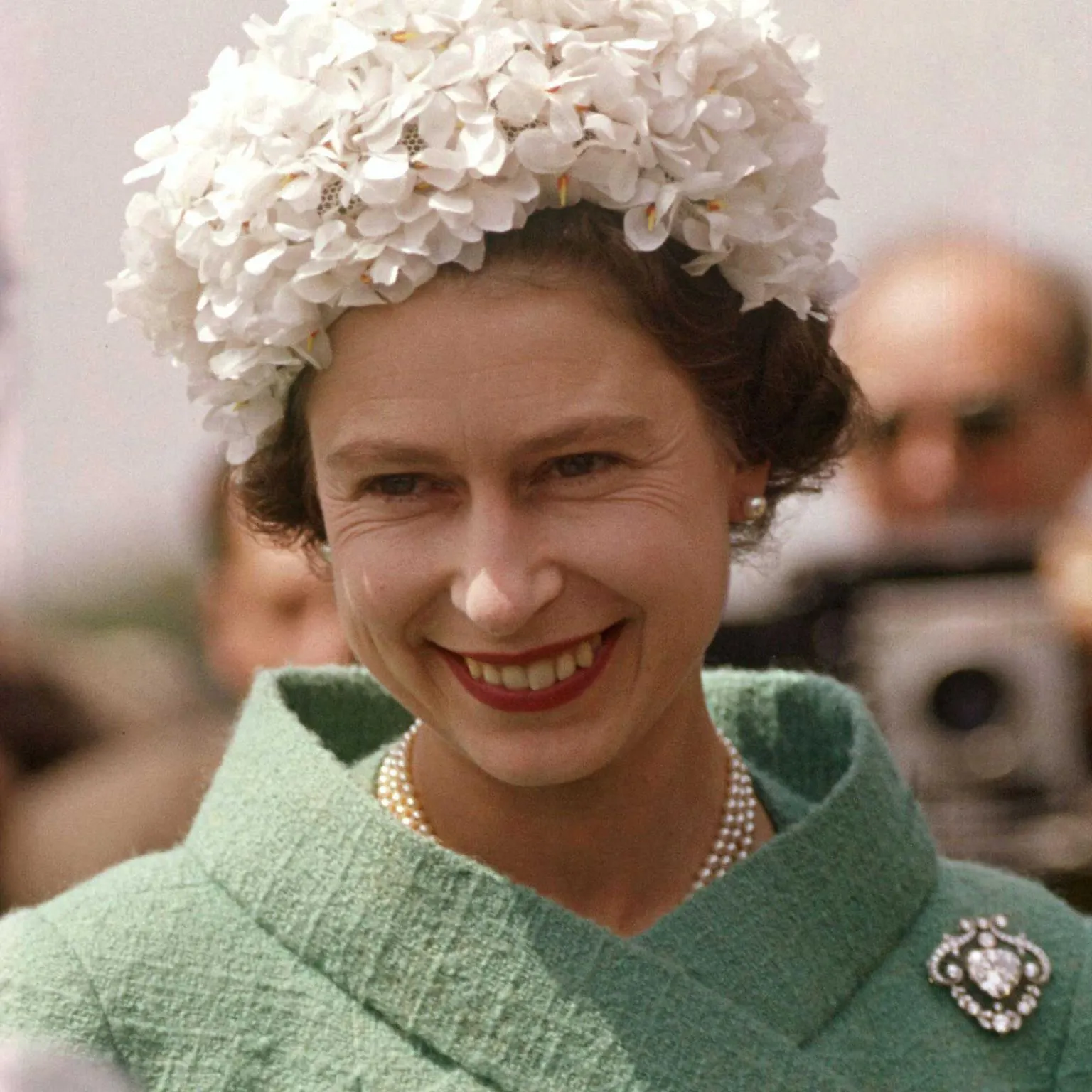 La reine Elizabeth avec la broche Cullinan V Heart, 1962
