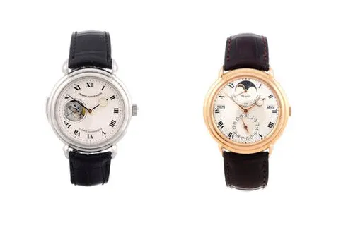 URBAN JÜRGENSEN Links: Tourbillon Repeater, Platin Rechts: Automatische Herrenuhr mit ewigem Kalender, Gelbgold