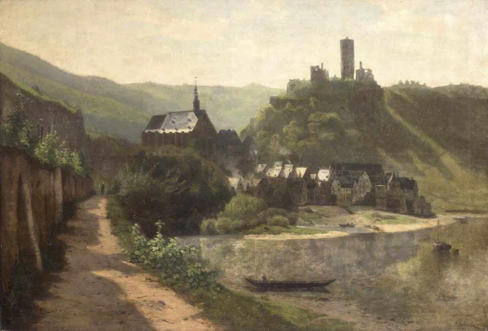 CARL MALCHIN (1838 Kröpelin -1923 Schwerin-Ostorf) - Blick auf Beilstein und die Burgruine Metternich, Öl/Lwd., signiert und datiert 1905