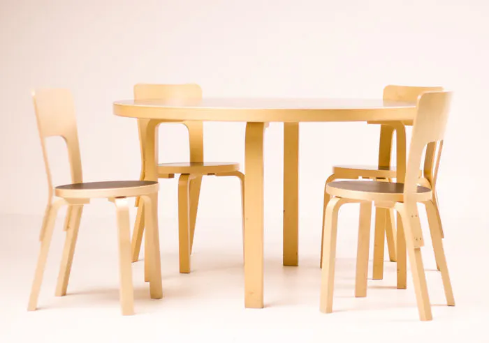 Alvar Aalto / Artek Finland, Dining Table with 4 Chairs, current production. Photo: Catawiki