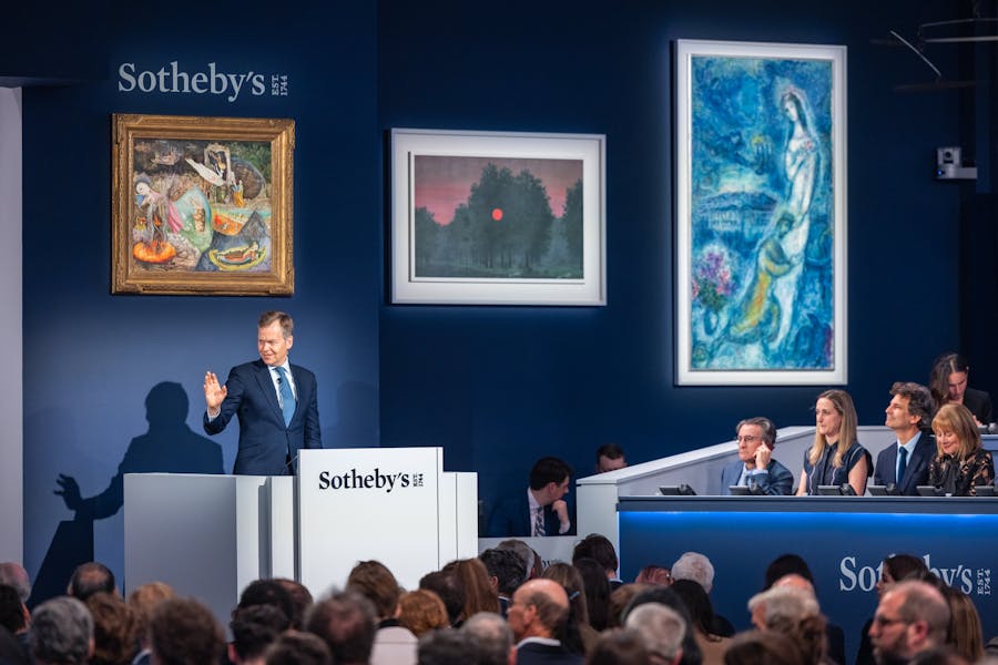 L'intérieur de la vente aux enchères moderne du soir de Sotheby's, le 15 mai 2024. Image © Sotheby's
