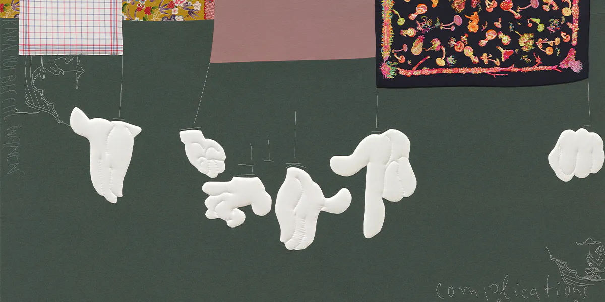 Cosima von Bonin (*1962), Can Cry at Will, 2007, coton, soie, feutre et molleton sur toile, 207 x 243 cm ou 243 x 207 cm. Photo © Lempertz
